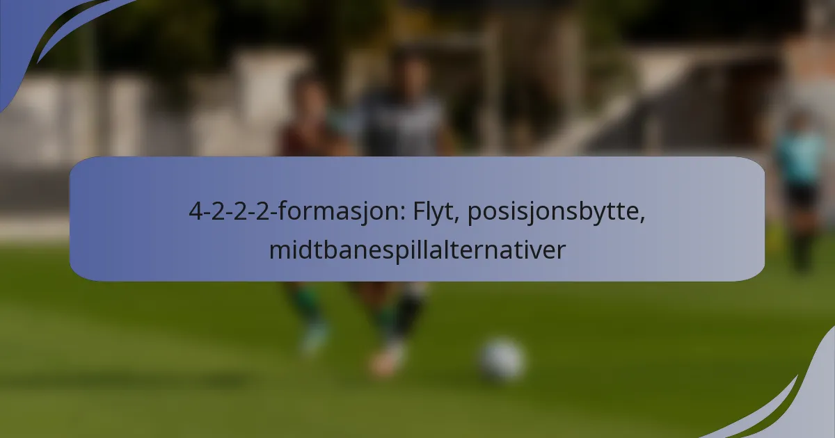 4-2-2-2-formasjon: Flyt, posisjonsbytte, midtbanespillalternativer